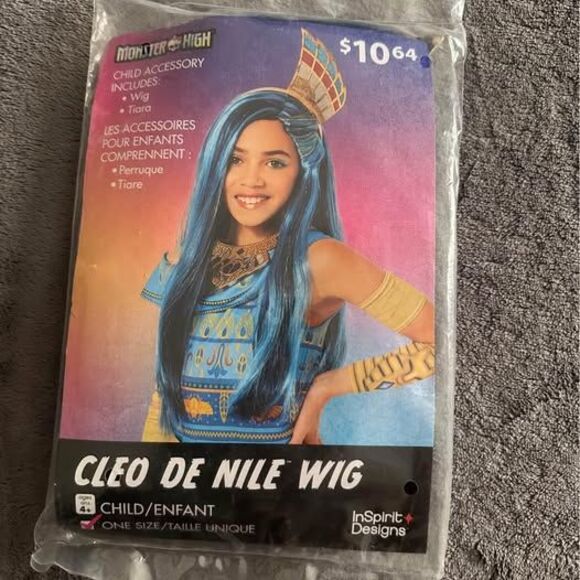 NEW Girls Monster High Cleo De Nile Halloween Costume Wig W/ Tiara - Picture 4 of 4